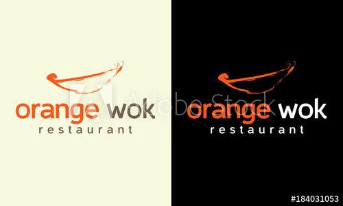 Custom Food Logo - orange wok, restaurant logo design, logo design template, custom ...