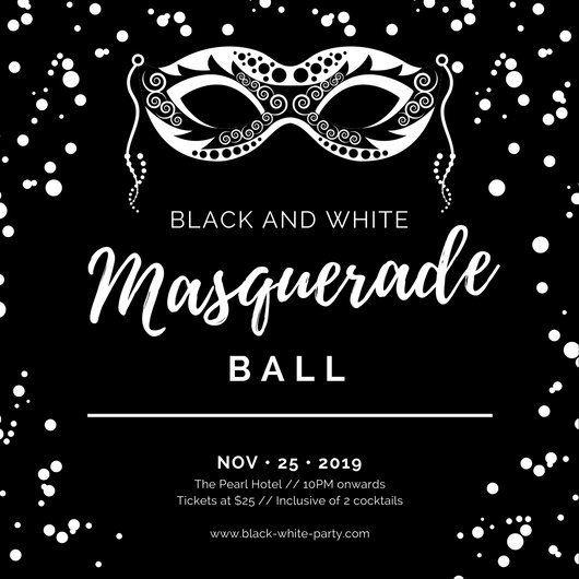 Party Black and White Logo - Customize Masquerade Invitation templates online