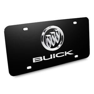 Black Buick Logo - Buick Chrome Logo + Name On Black License Plate