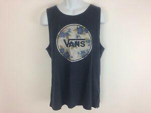 Plain Floral Logo - Men's heather grey cotton T Shirt tank VANS floral logo size XL New ...