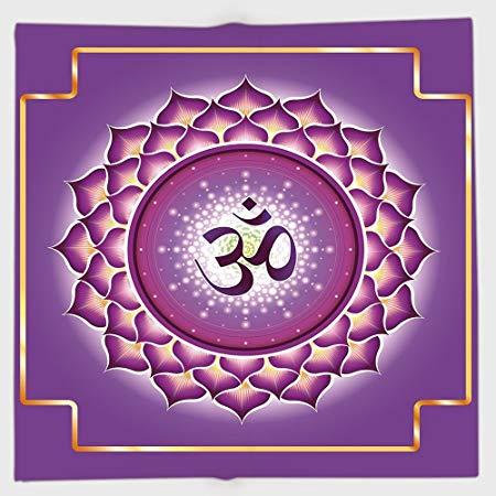 Purple Yellow Circle Logo - Cotton Microfiber Hand Towel,Lotus,Arabesque Chakra and Meditation ...