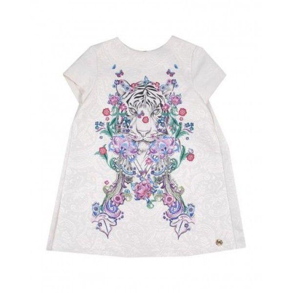 Plain Floral Logo - ROBERTO CAVALLI Dress jacquard plain weave logo floral design round ...