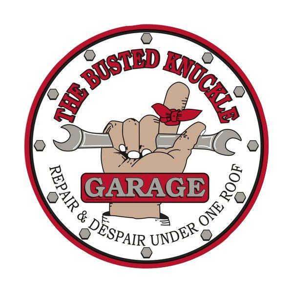 Busted Knuckle Garage Logo - Busted Knuckle Garage, Garage Sign, Antique Metal Sign