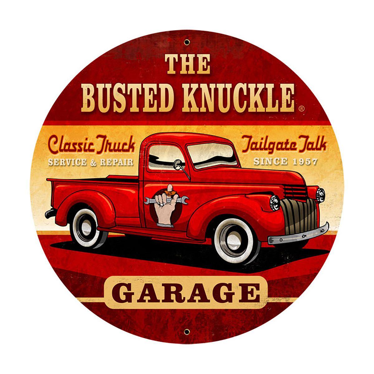 Busted Knuckle Garage Logo - Busted Knuckle Garage Pickup Truck Round Sign Large 28 x 28 at Retro ...