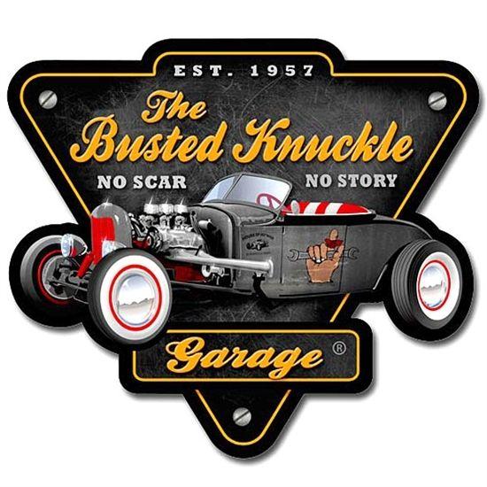 Busted Knuckle Garage Logo - Hot Rod' Busted Knuckle Garage Metal Sign - National Motorcycle Museum