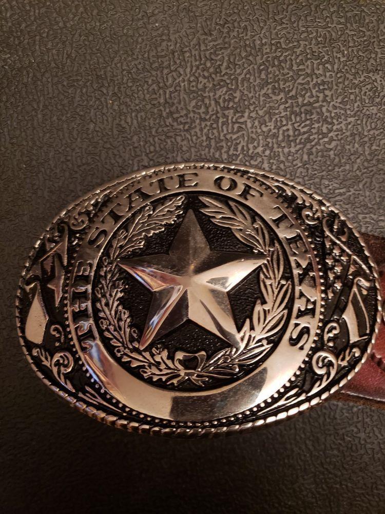 Buckle Clothing Logo - The State Of Texas Black Silver Logo Texas Seal Western Belt Buckle ...