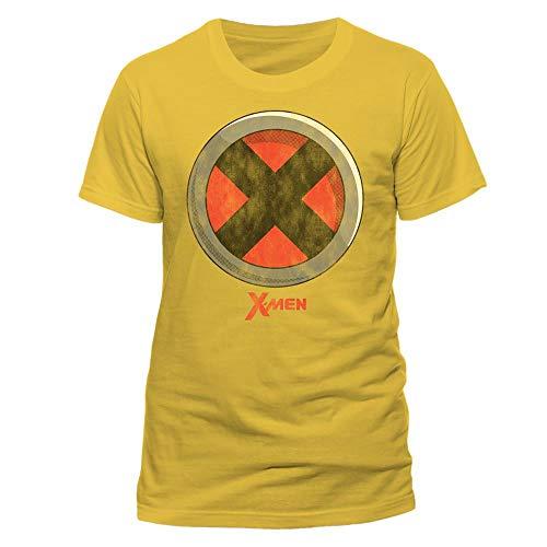 Buckle Clothing Logo - X Men Buckle Logo Marvel Wolverine Crest Mens Yellow T Shirt