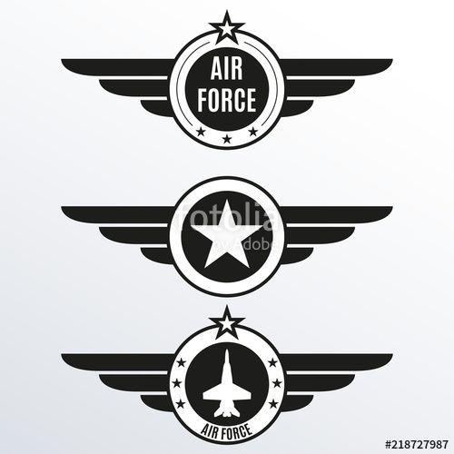 Air Force Wings Logo - Air force badge set. Airforce logo with wings and star. Army and ...