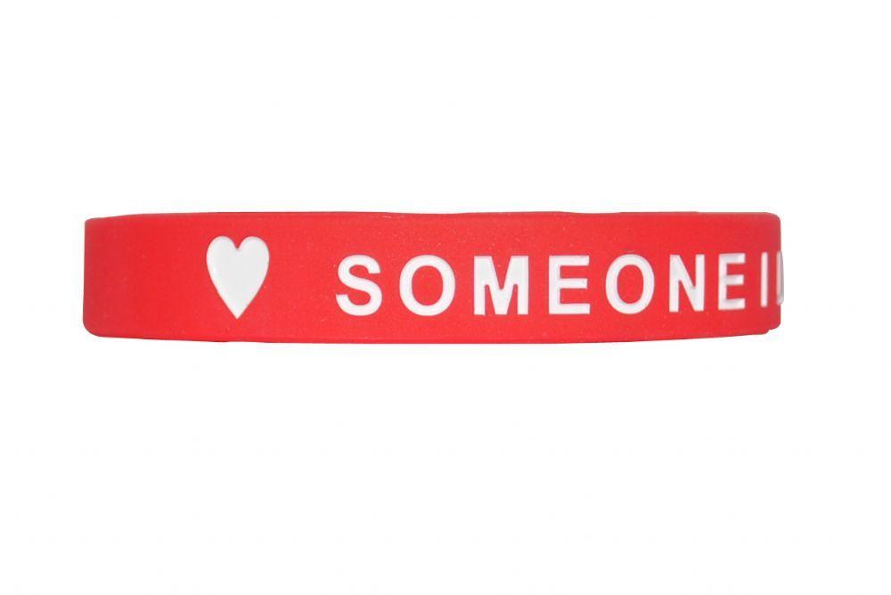 Large Red P Logo - Someone I love has diabetes wristband - LARGE - RED