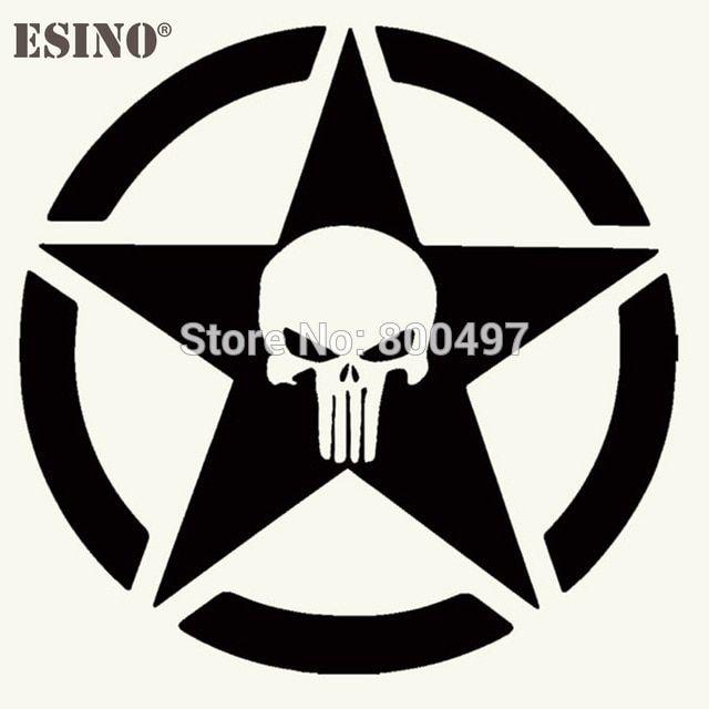 Cartoon Car Logo - 10 x New Design Funny Skull with Five Star Logo Creative Auto Decal ...