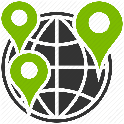 Branches with Globe Logo - Flag, globe, gps, map pointers, navigation, pin, travel route icon