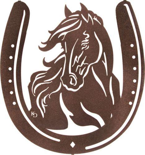 Horse Head in Horseshoe Logo - Horse Head in Horseshoe by Kathryn Darling Laser Cut Metal Wall Art ...