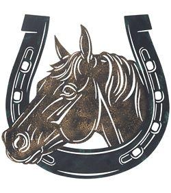 Horse Head in Horseshoe Logo - Tough-1 Metal Horse Head Horseshoe - Statelinetack.com