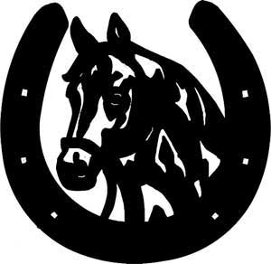 Horse Head in Horseshoe Logo - Horseshoe Horse Wall Decal - Custom Wall Graphics