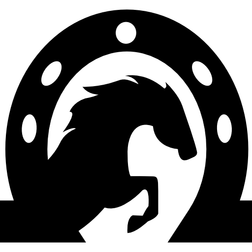 Horse Head in Horseshoe Logo - Horse head inside a horseshoe Icon