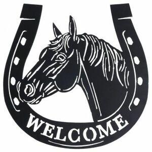 Horse Head in Horseshoe Logo - Tough-1 Welcome Horse Head Horseshoe Sign 688499587471 | eBay
