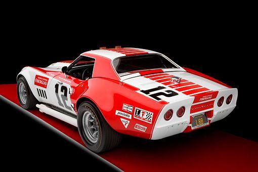 Red and White Race Logo - 1968 Owens/Corning Chevrolet Corvette Race Car White & Red 3/4 Rear ...
