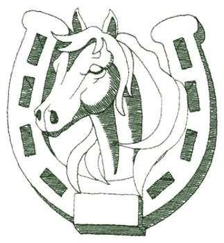 Horse Head in Horseshoe Logo - Sm Horse Head W\Horseshoe 98 Embroidery Design