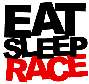Red and White Race Logo - Logo Vinyl Decal | White/Red - Eat Sleep Race - Racing Lifestyle Apparel