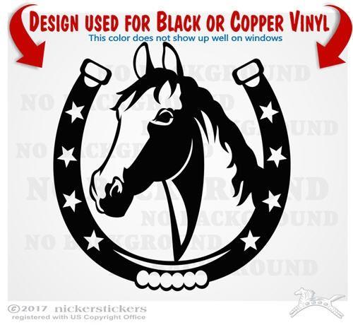 Horse Head in Horseshoe Logo - Custom Horse Head Horse Shoe Decals & Stickers | NickerStickers