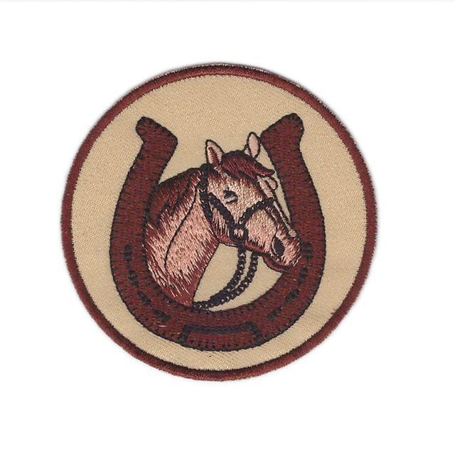 Horse Head in Horseshoe Logo - Designs ROCKING HORSE Patch Western Horse Head in Horseshoe Iron On