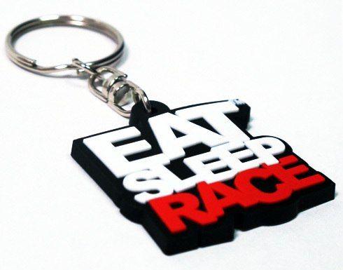 Red and White Race Logo - Logo Keychain | White/Red - Eat Sleep Race - Racing Lifestyle Apparel