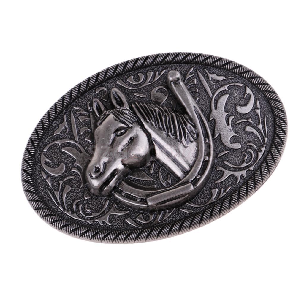 Horse Head in Horseshoe Logo - Vintage Western Cowboy Horse Head Horseshoe Oval Belt Buckle