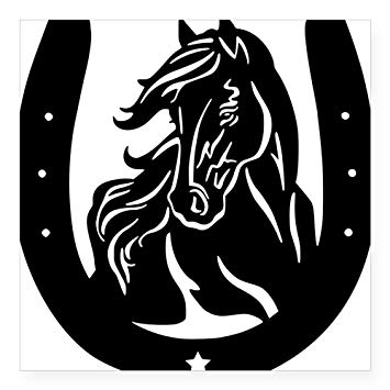 Horse Head in Horseshoe Logo - CafePress Horse Head & Horseshoe Sticker Square Bumper