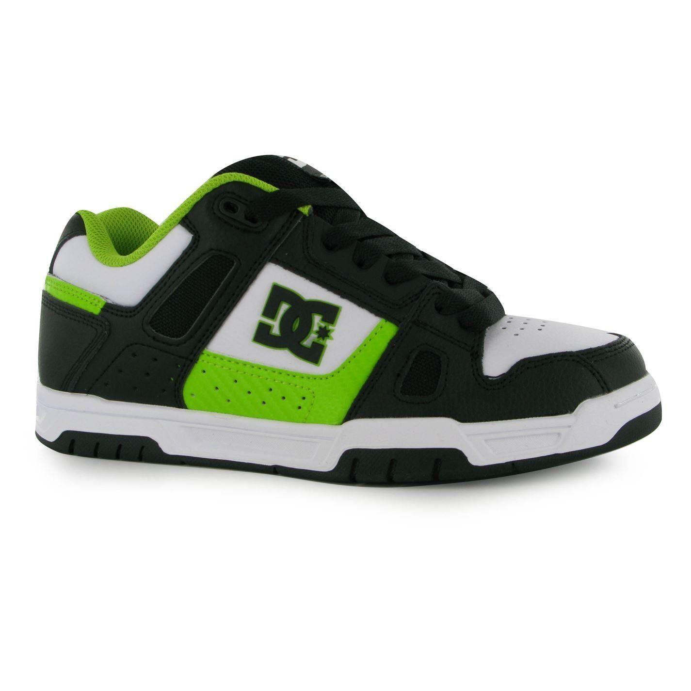 Black and White DC Shoes Logo - DC Stag Skate Shoes Mens Black White Green Casual Trainers Sneakers