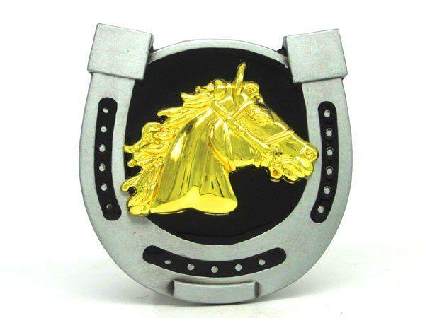 Horse Head in Horseshoe Logo - Horse Head With Horse Shoe Western Belt Buckle In Buckles & Hooks