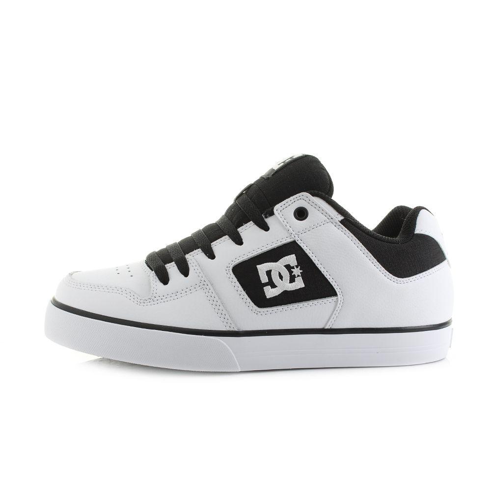 Black and White DC Shoes Logo - Mens DC Pure White Black White Durable Skate Trainers UK Size