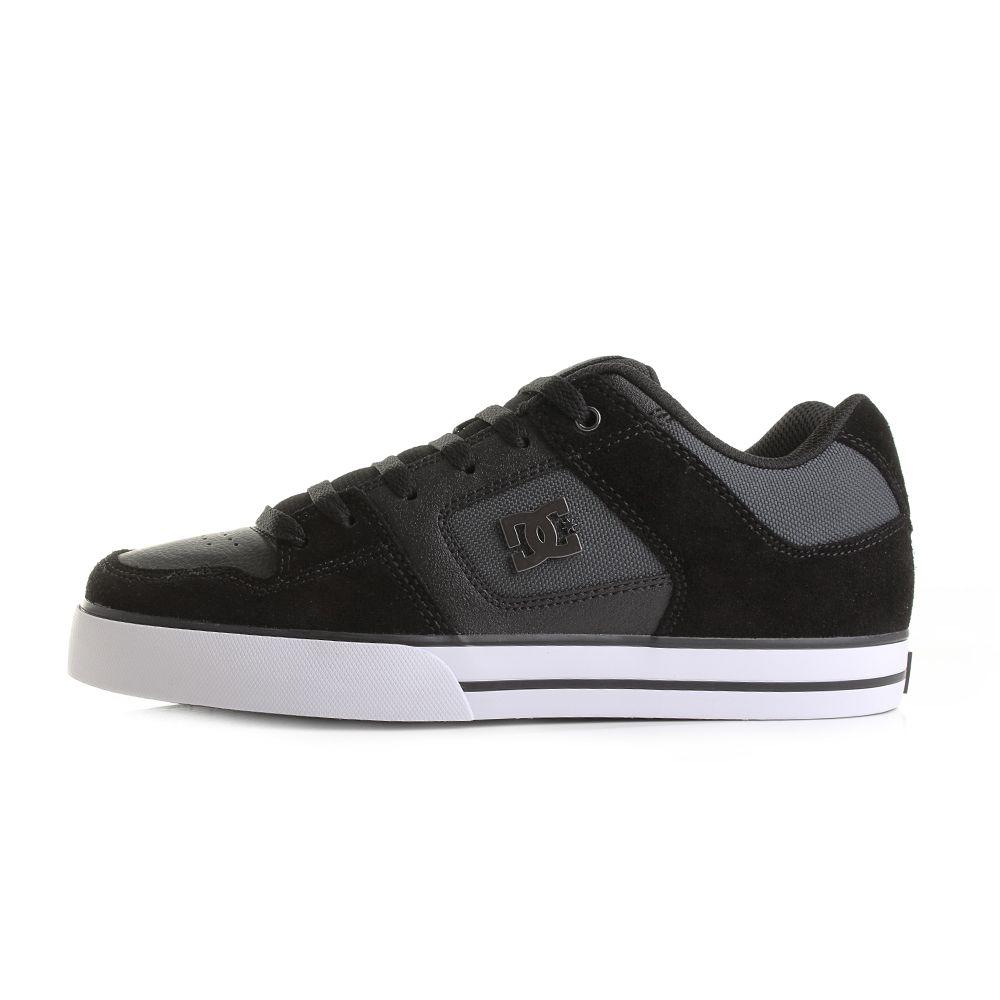 Black and White DC Shoes Logo - Mens DC Shoes Pure SE Black Dark Grey Low Top Skate Trainers Size