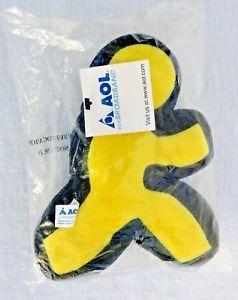 AOL Man Logo - New AOL Broadband Logo/ Icon yellow & black plush bean bag Running