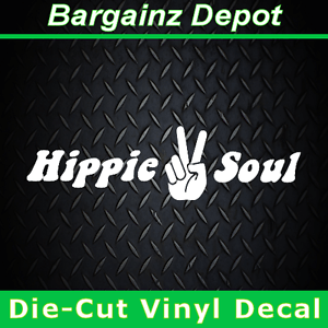 Hippie Cool Logo - Vinyl Decal. HIPPIE SOUL. Cool Peace Sign Hand Car Laptop Sticker