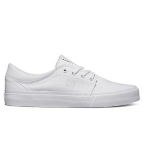 Black and White DC Shoes Logo - DC SHOES TRASE TX WHITE WHITE CANVAS TRAINERS