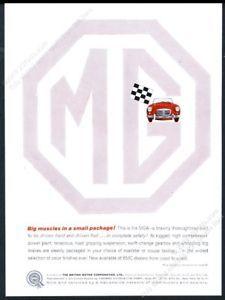 Red Octagon Car Logo - MG M.G. MGA red car big octagon logo vintage print ad