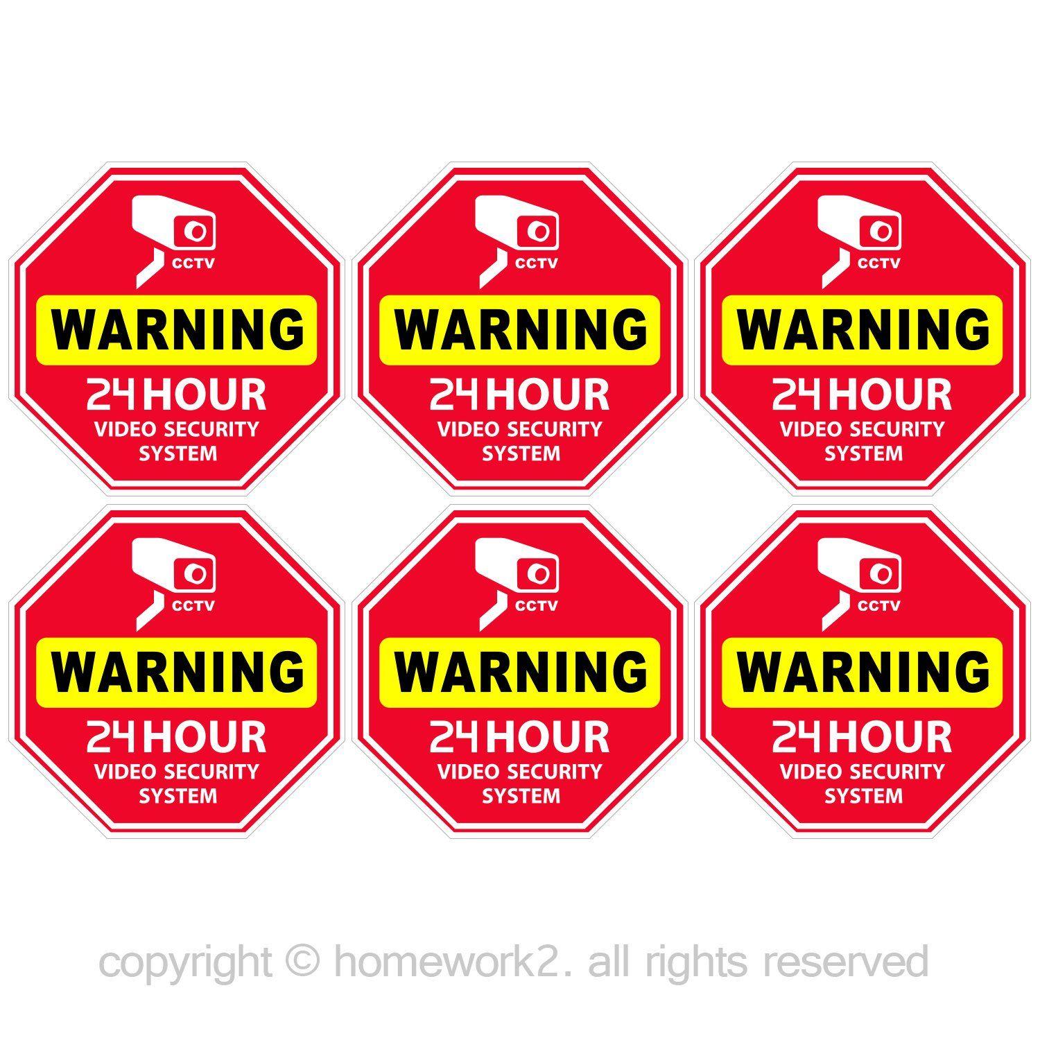 Red Octagon Car Logo - Amazon.com: CCTV Video Surveillance Security Door & Window Stickers ...