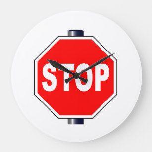 Red Octagon Car Logo - Stop Sign Wall Clocks