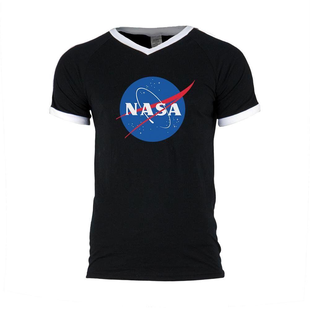 High Quality NASA Logo - Old Glory NASA Logo Mens Soccer Jersey V Neck T Shirt