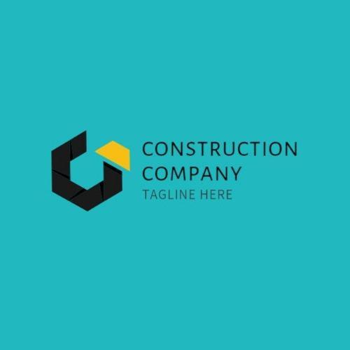 Turquoise and Yellow Logo - Fully Customizable Construction Logo Templates