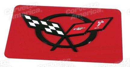 Red Torch Logo - 1 44841 Corvette Exhaust Plate Red With C5 Logo 1997 1998 1999 2000 2001 2002 2003 2004