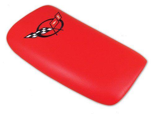 Red Torch Logo - 1997-2004 C5 Corvette Embroidered Console Lid Torch Red w Black Logo