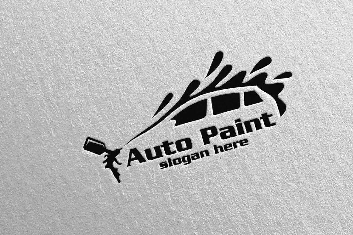 Gun Logo - Car Painting Logo with Spray Gun and Sport Car Concept 8