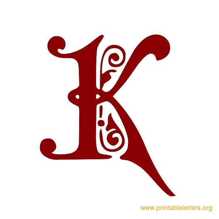 Red Letter K Logo - Printable Victorian Flower Letters. Printable Alphabet Letters