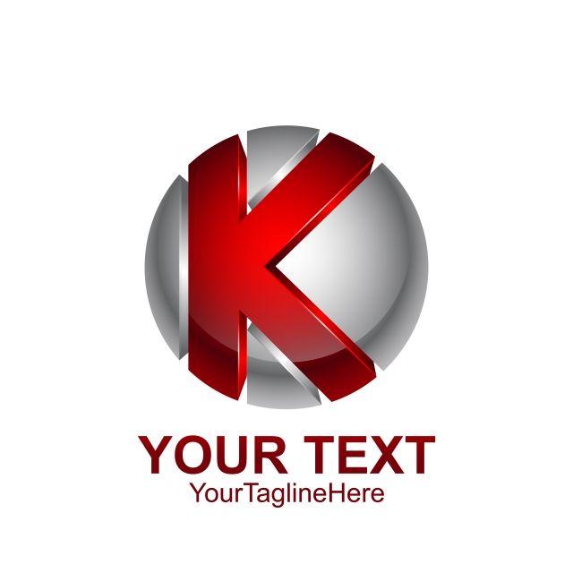 Red Letter K Logo - initial letter k logo template colored red grey circle sphere ...