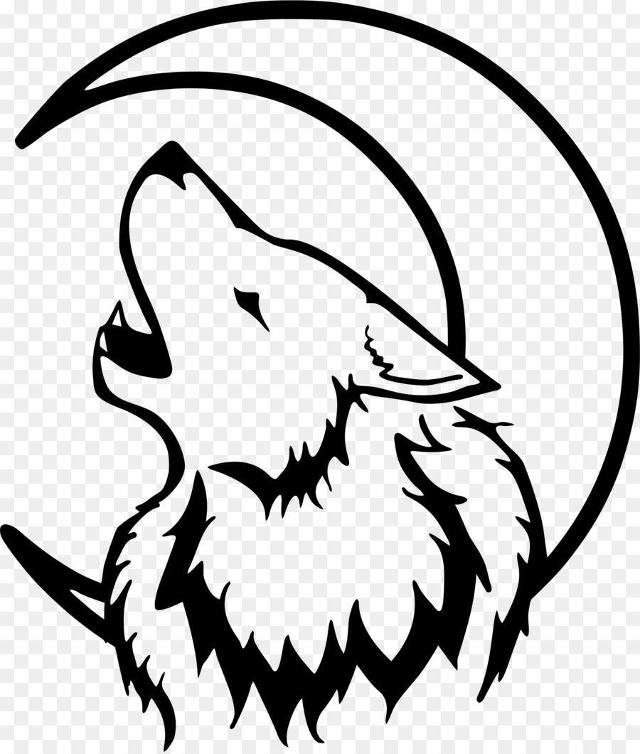 Black and White Drawing of a Wolf Logo - Gray wolf Drawing Lunar phase Clip art - white wolf png download ...