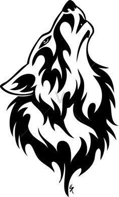 Black and White Drawing of a Wolf Logo - Wolf | Cricut Animals | Wolf, Drawings, Wolf silhouette