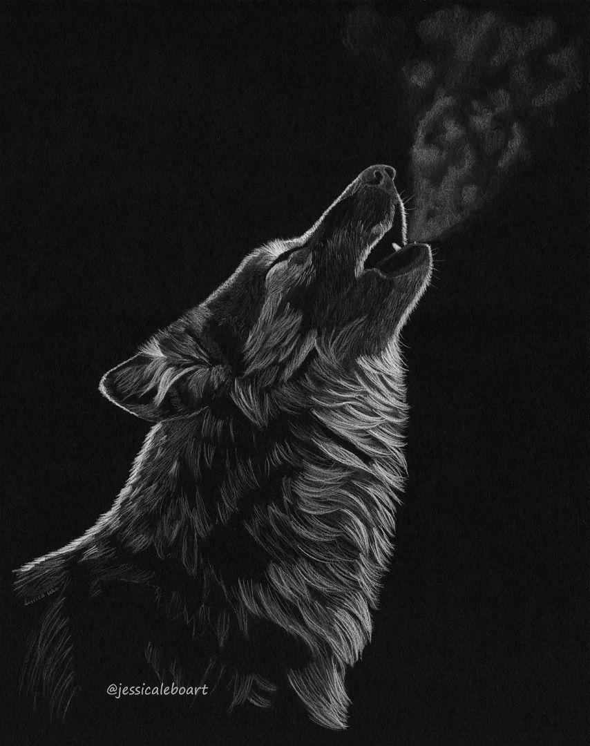 Black and White Drawing of a Wolf Logo - All Drawings – Jessica Lebo Art