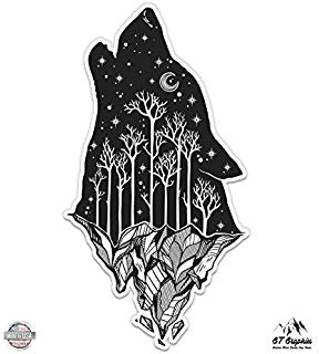 Black and White Drawing of a Wolf Logo - Amazon.com: Black And White Illustration - Mountain Forest Landscape ...