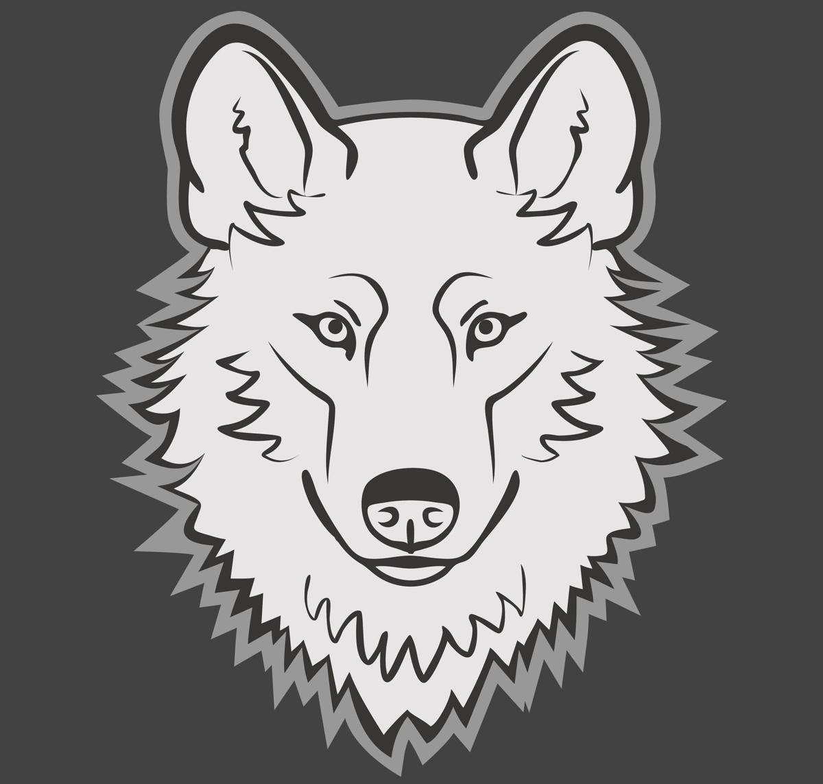 Black and White Drawing of a Wolf Logo - Step-by-step Instructions for Beginners to Draw a Wolf